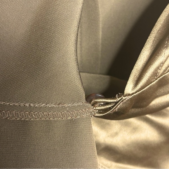 Lafayette 148 Copper Bronze True Wrap Long Sleeve Collared Silk Blouse size 14 - Picture 7 of 10